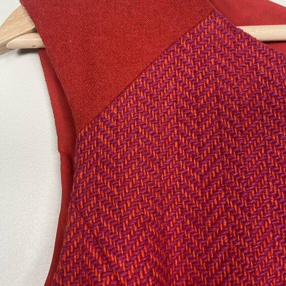 Banana Republic Wool Blend Red Pink Herringbone Sheath Dress Size 10 Mod Retro - Picture 4 of 11
